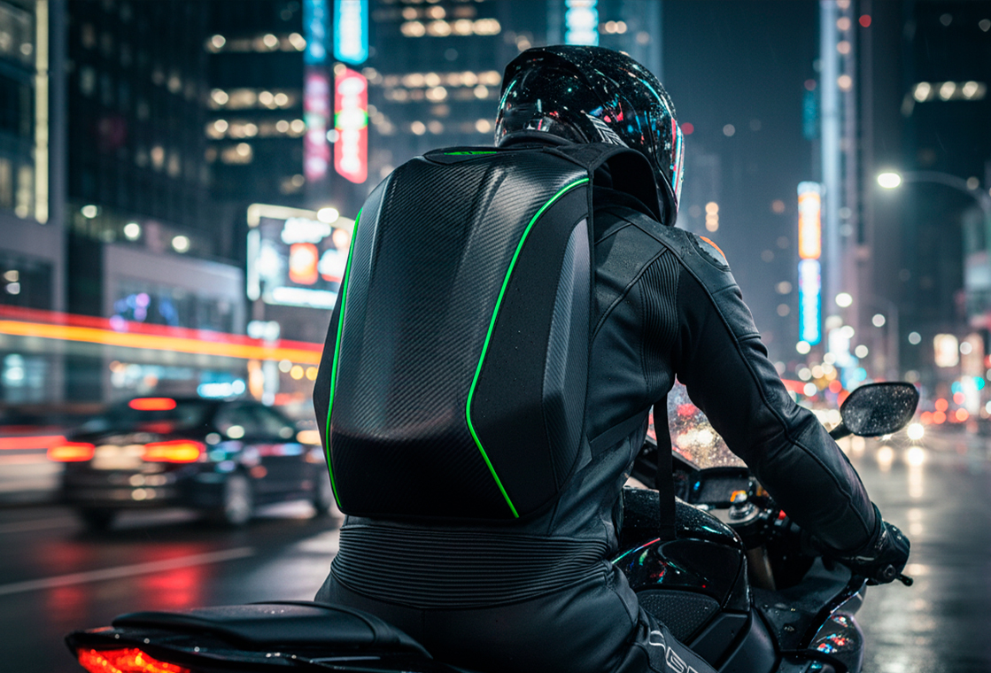 Mochila AXS close up uso verde