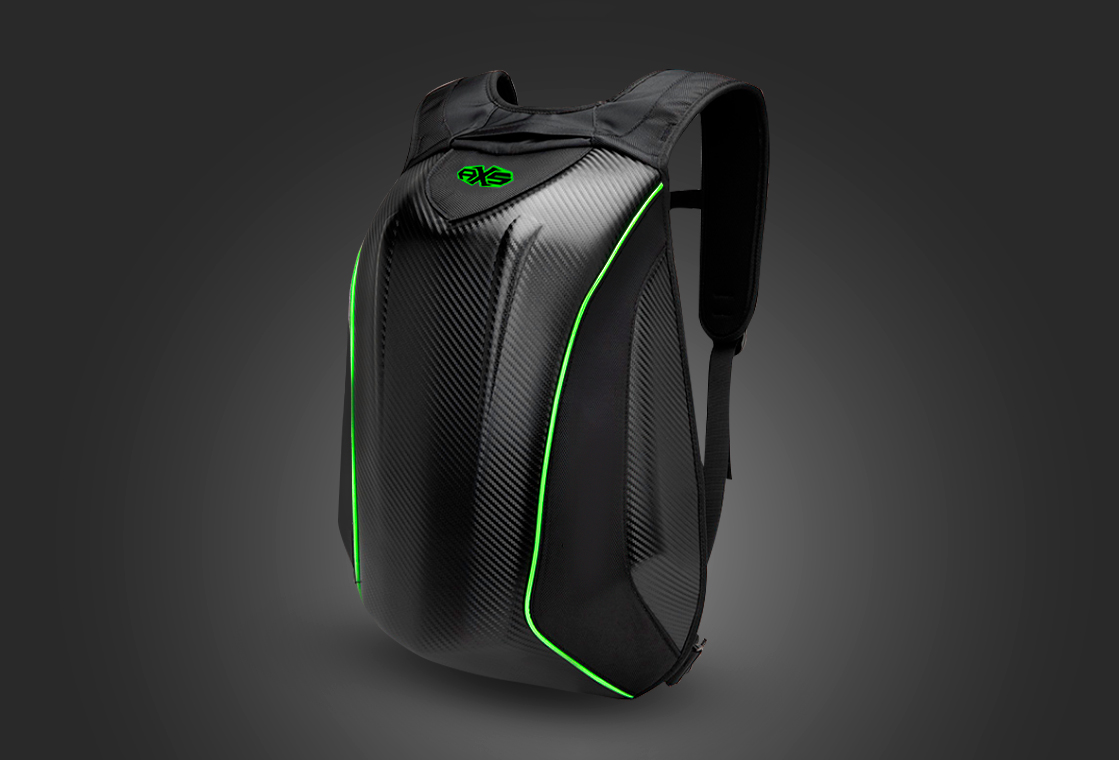 Mochila AXS perfil 3-4 izquierdo VERDE